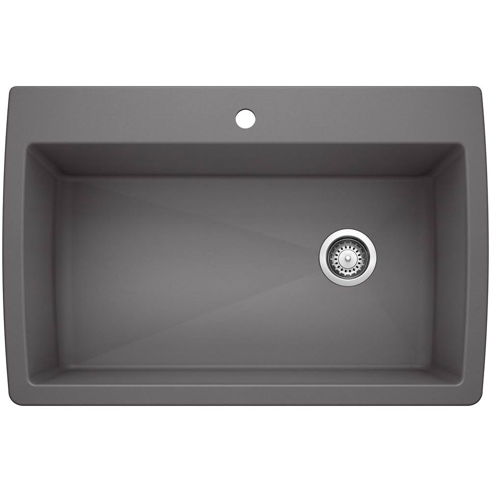 Diamond SILGRANIT 33.5" Super Single Dual Mount Kitchen Sink - Coal Black