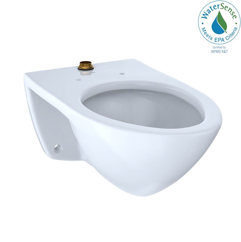 Toto Elongated Wall-Mounted Flushometer Toilet Bowl With Top Spud, Cotton White