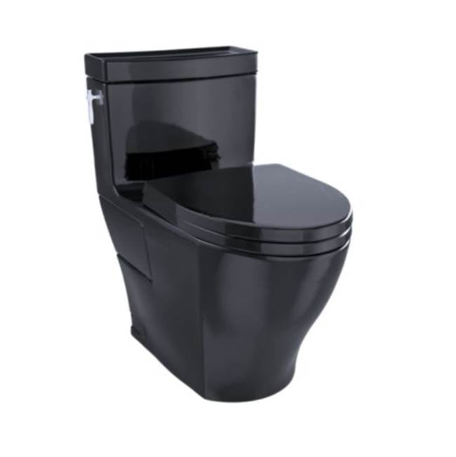 Toto Aimes Washlet+ One-Piece Elongated 1.28 Gpf Universal Height Skirted Toilet, Ebony