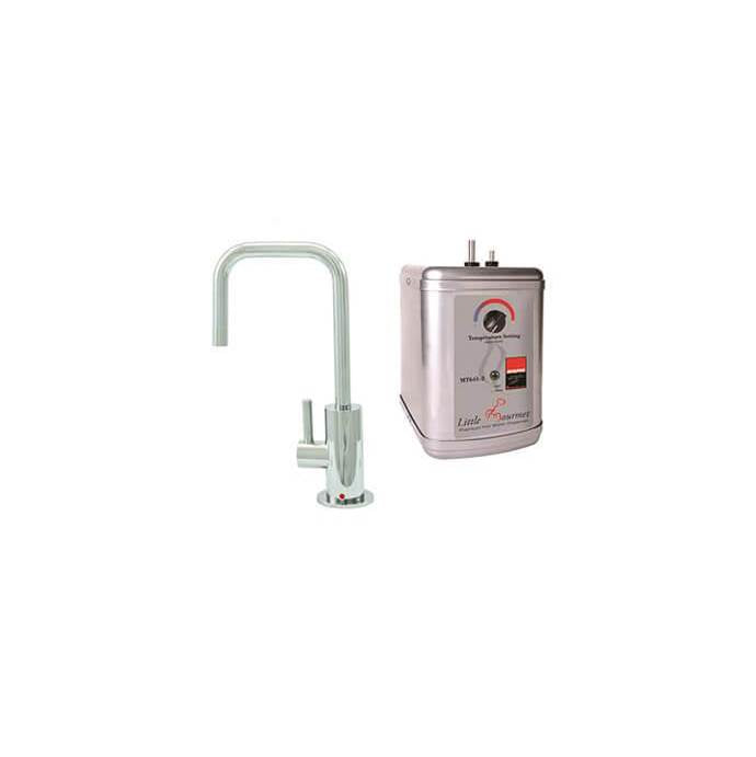 Hot Water Faucet with Contemporary Round Body and Handle (90 Degree Spout) and Little Gourmet Premium Hot Water Tank