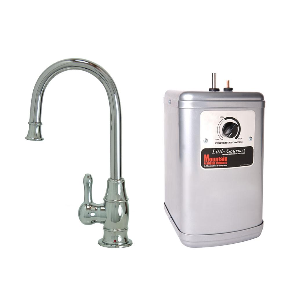 Hot Water Faucet with Traditional Curved Body and Curved Handle and Little Gourmet Premium Hot Water Tank