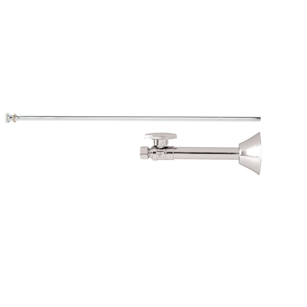 Toilet Supply Kit - Brass Oval Handle with 1/4 Turn Ball Valve (MT317-NL) - Straight Sweat, Flat Head Riser