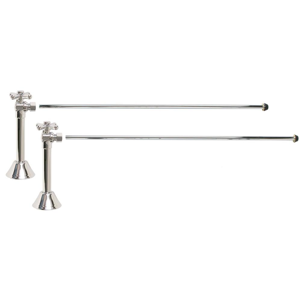 Lavatory Supply Kit - Brass Cross Handle with 1/4 Turn Ball Valve (MT629-NL) - Angle Sweat, No Trap