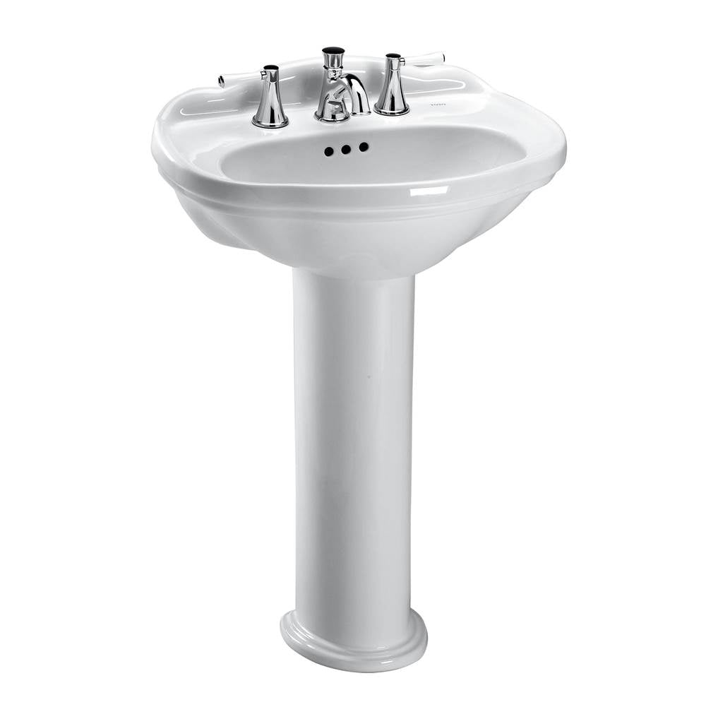 Toto Whitney Oval Pedestal Bathroom Sink For 8 Inch Center Faucets, Cotton White