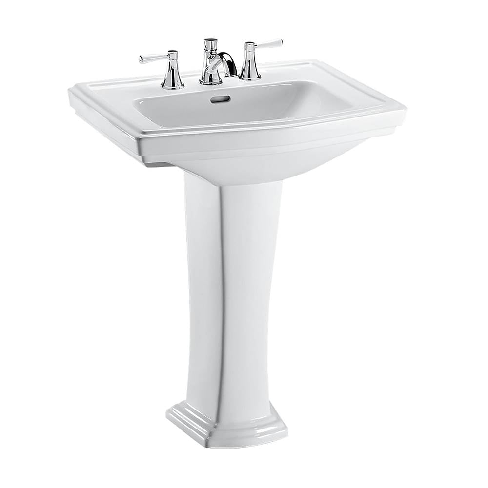 Toto Clayton Rectangular Pedestal Bathroom Sink For 8 Inch Center Faucets, Cotton White