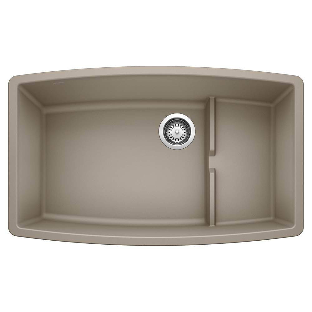 Performa Cascade SILGRANIT 32" Single Bowl Undermount Kitchen Sink with Colander - Coal Black