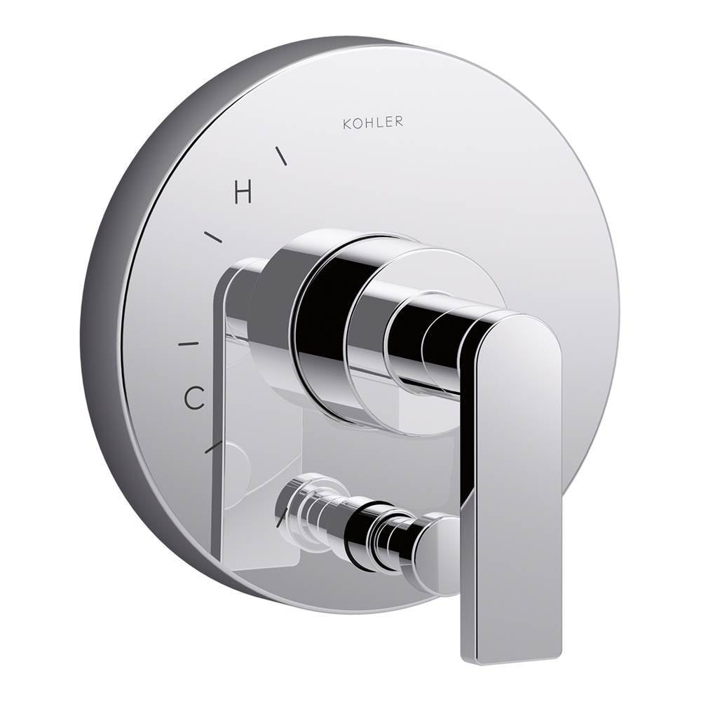 Composed Rite-Temp valve trim with push-button diverter and lever handle