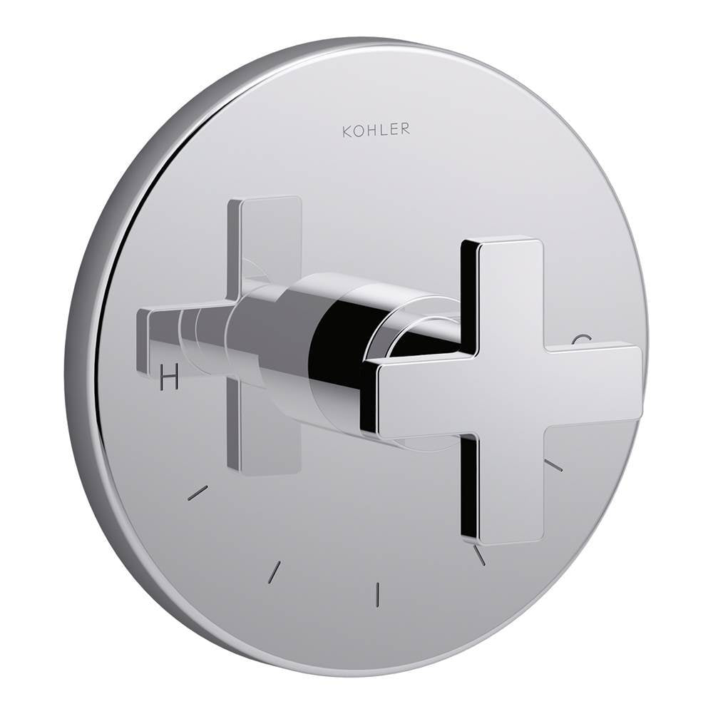 Composed MasterShower temperature control valve trim with cross handle