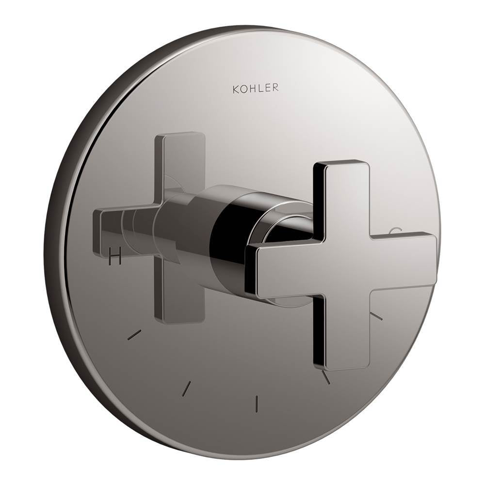 Composed MasterShower temperature control valve trim with cross handle