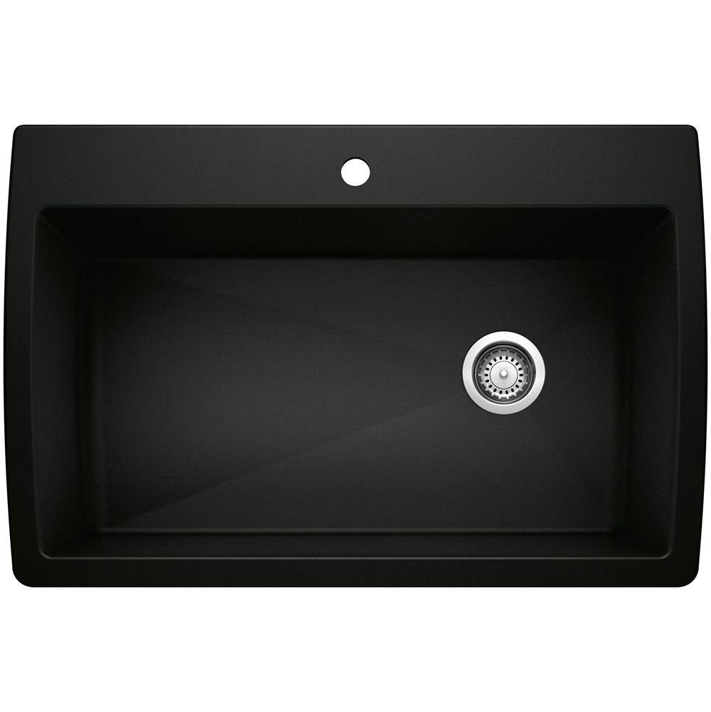 Diamond SILGRANIT 33.5" Super Single Dual Mount Kitchen Sink - Coal Black