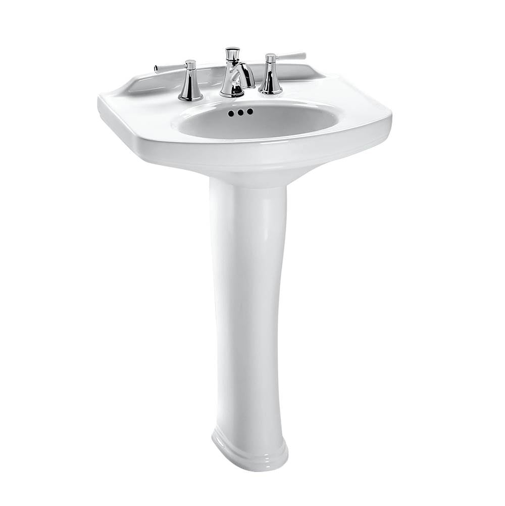 Toto Dartmouth Rectangular Pedestal Bathroom Sink With Arched Front For 8 Inch Center Faucets, Cotton White