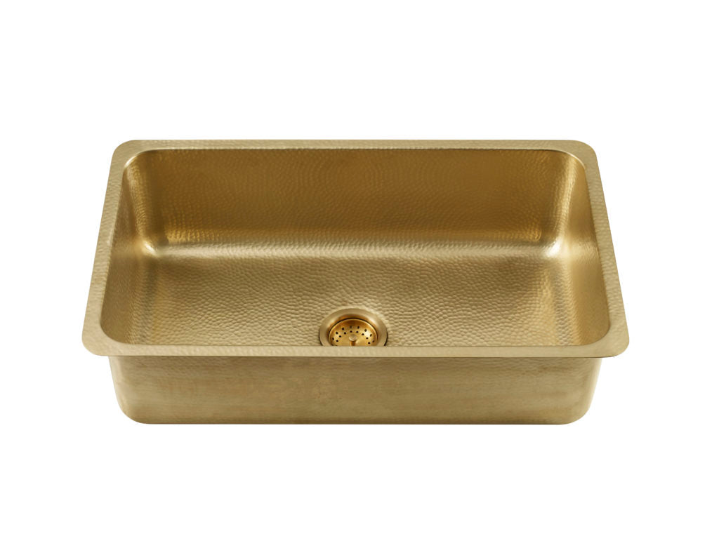 Thompson Traders KSU-3118HPB Villa Kitchen Sink in Semi-Satin Brass
(Hammered)