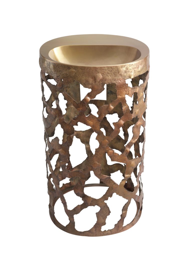 Thompson Traders 3622 Cenote Vanities & Pedestals Sink in Antique Satin Gold
(Smooth Top, Organic Base)