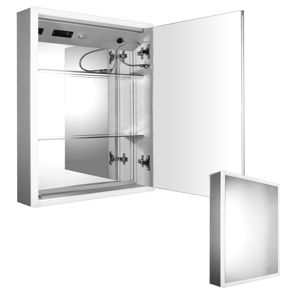 Musichaus Single Mirrored Door Medicine Cabinet with USB, SD Card, Bluetooth, FM radio, Speakers, Defogger, & Dimmer