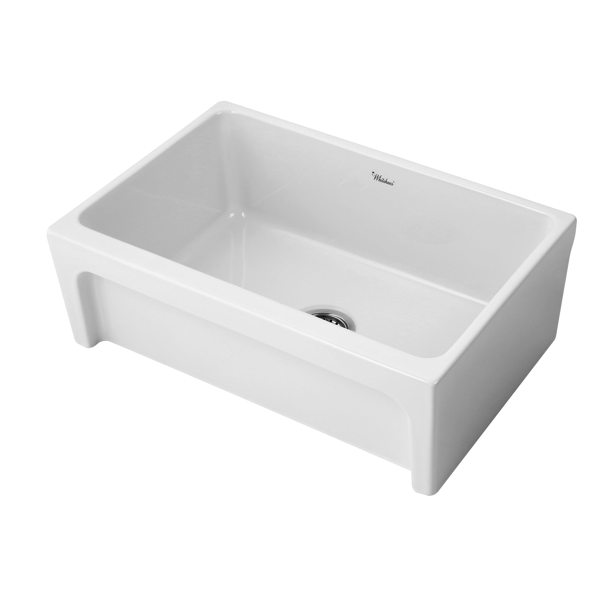 Glencove Fireclay 30" Reversible Sink with Elegant Beveled Front Apron on one side Decorative 2" Lip Plain on Opposite Side