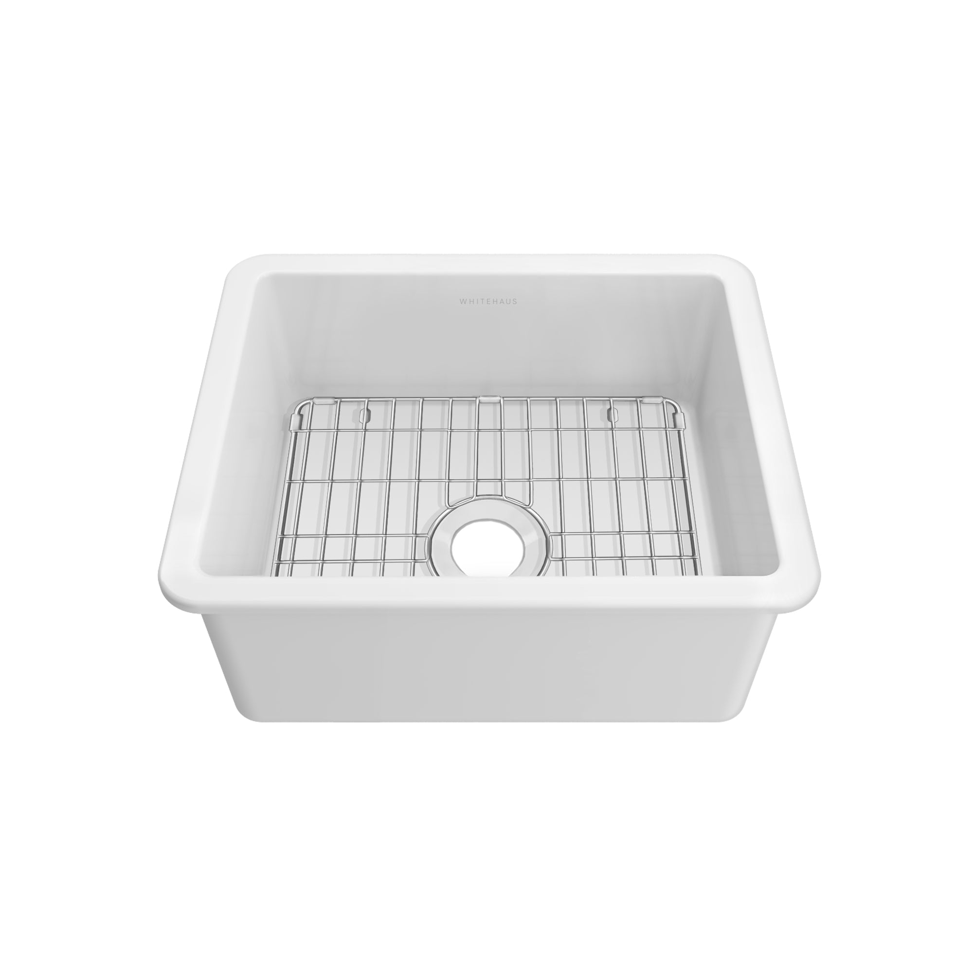 Whitehaus Collection Undermount/Drop-in Fireclay Kitchen Sinks, Stainless Steel Grid Included