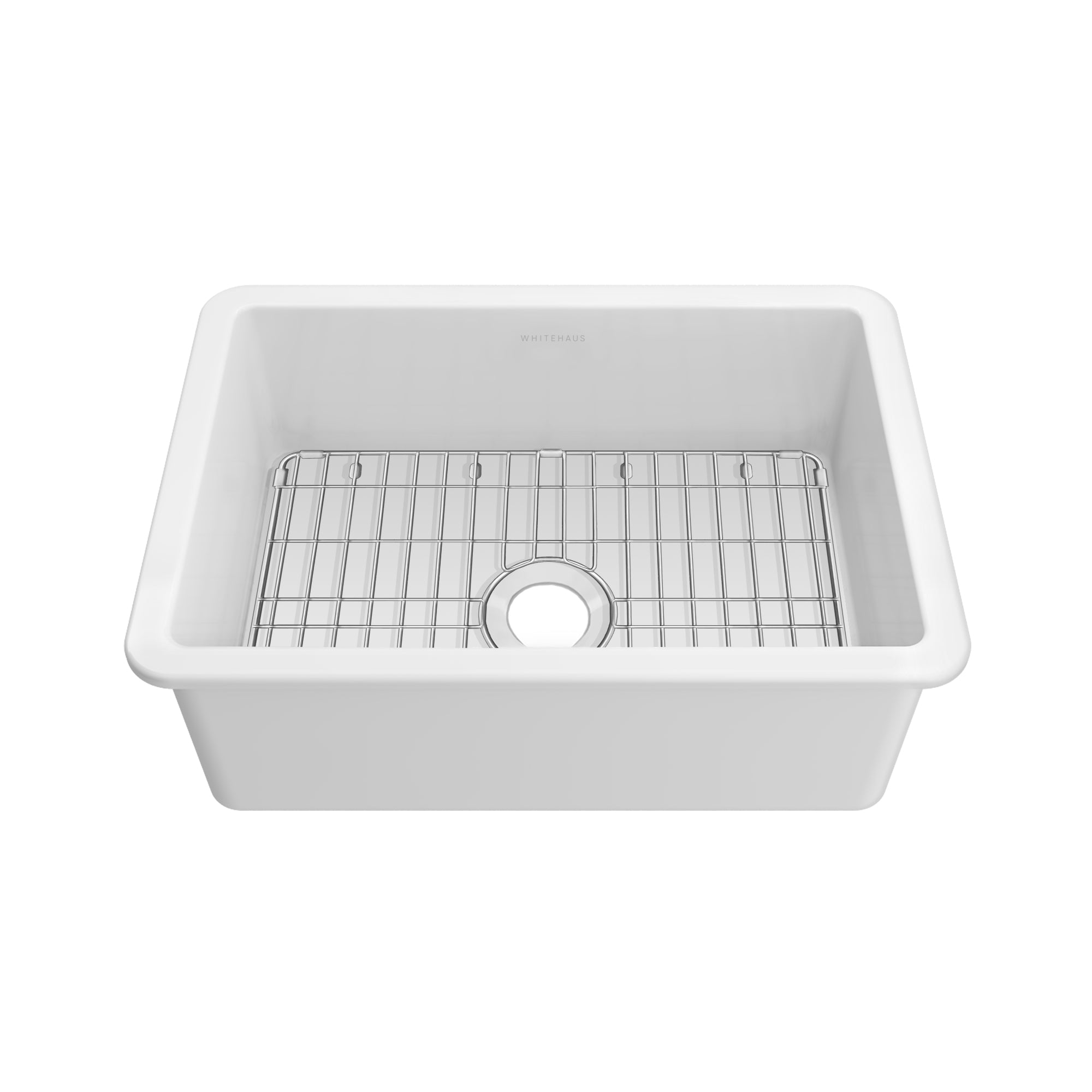 Whitehaus Collection Undermount/Drop-in Fireclay Kitchen Sinks, Stainless Steel Grid Included