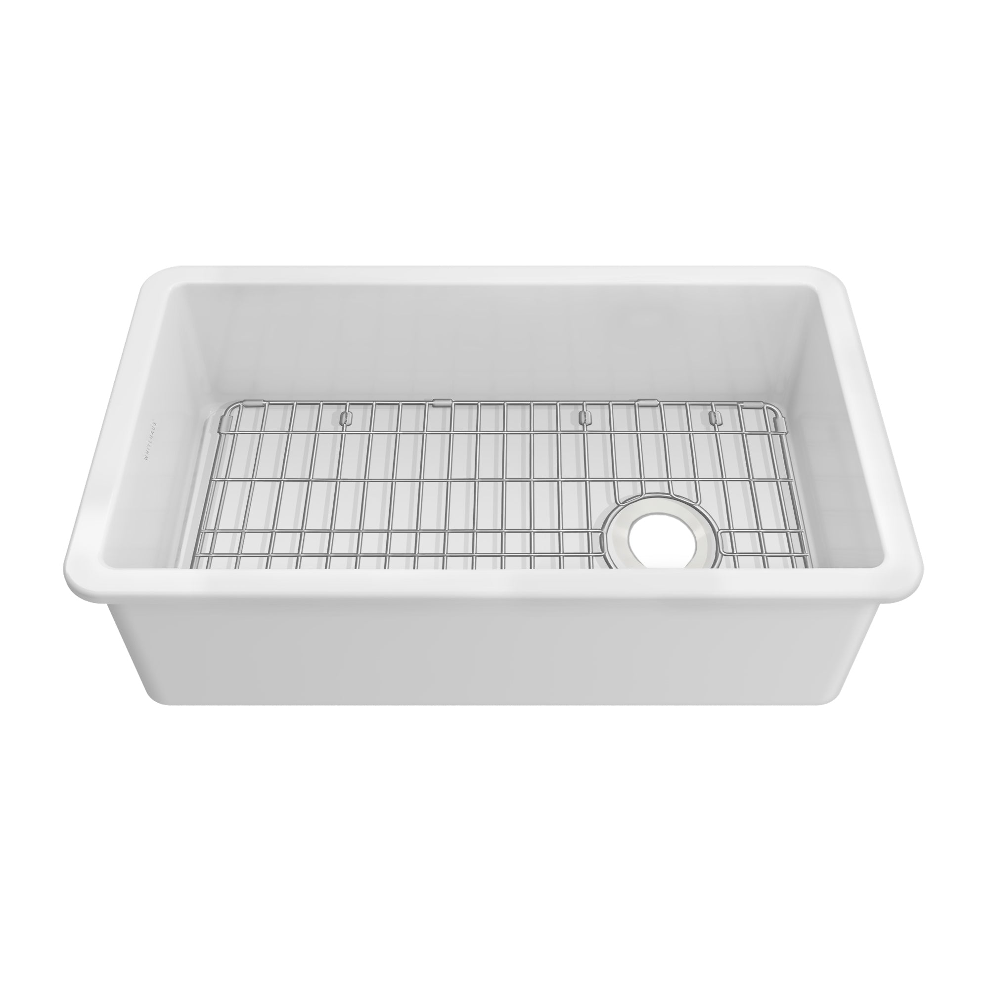 Whitehaus Collection Undermount/Drop-in Fireclay Kitchen Sinks, Stainless Steel Grid Included