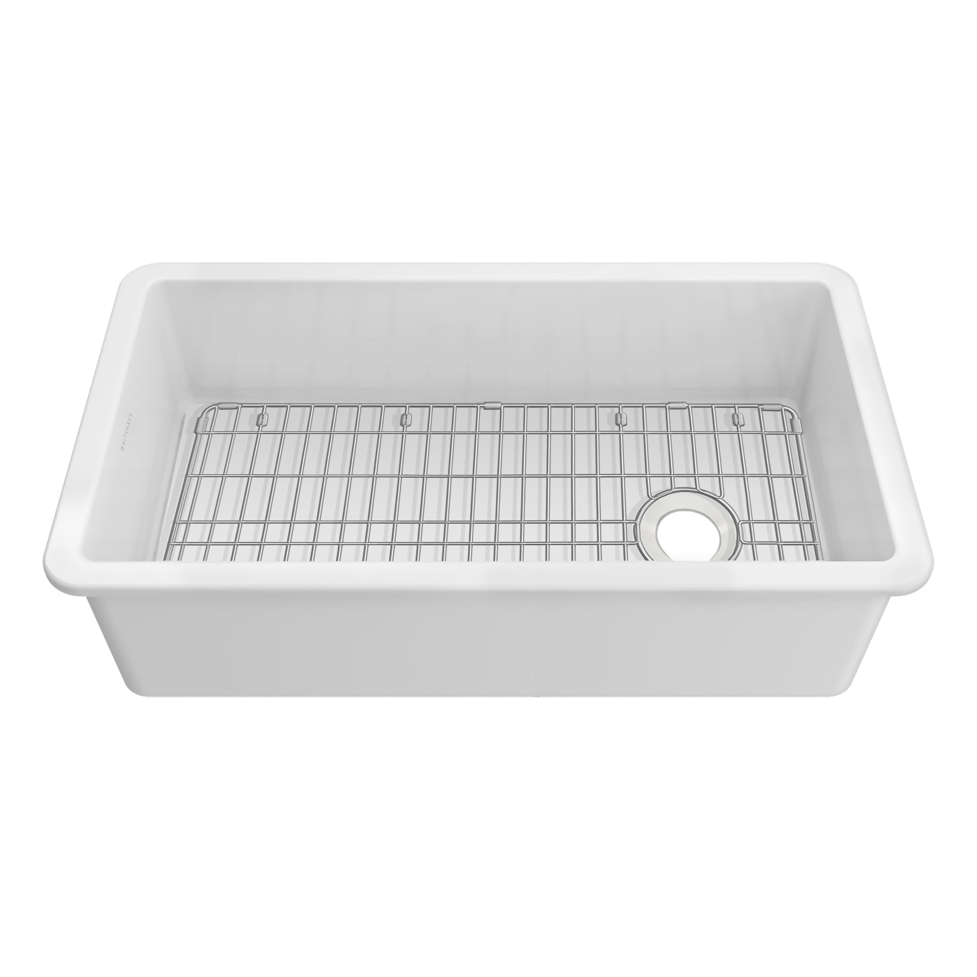 Whitehaus Collection Undermount/Drop-in Fireclay Kitchen Sinks, Stainless Steel Grid Included