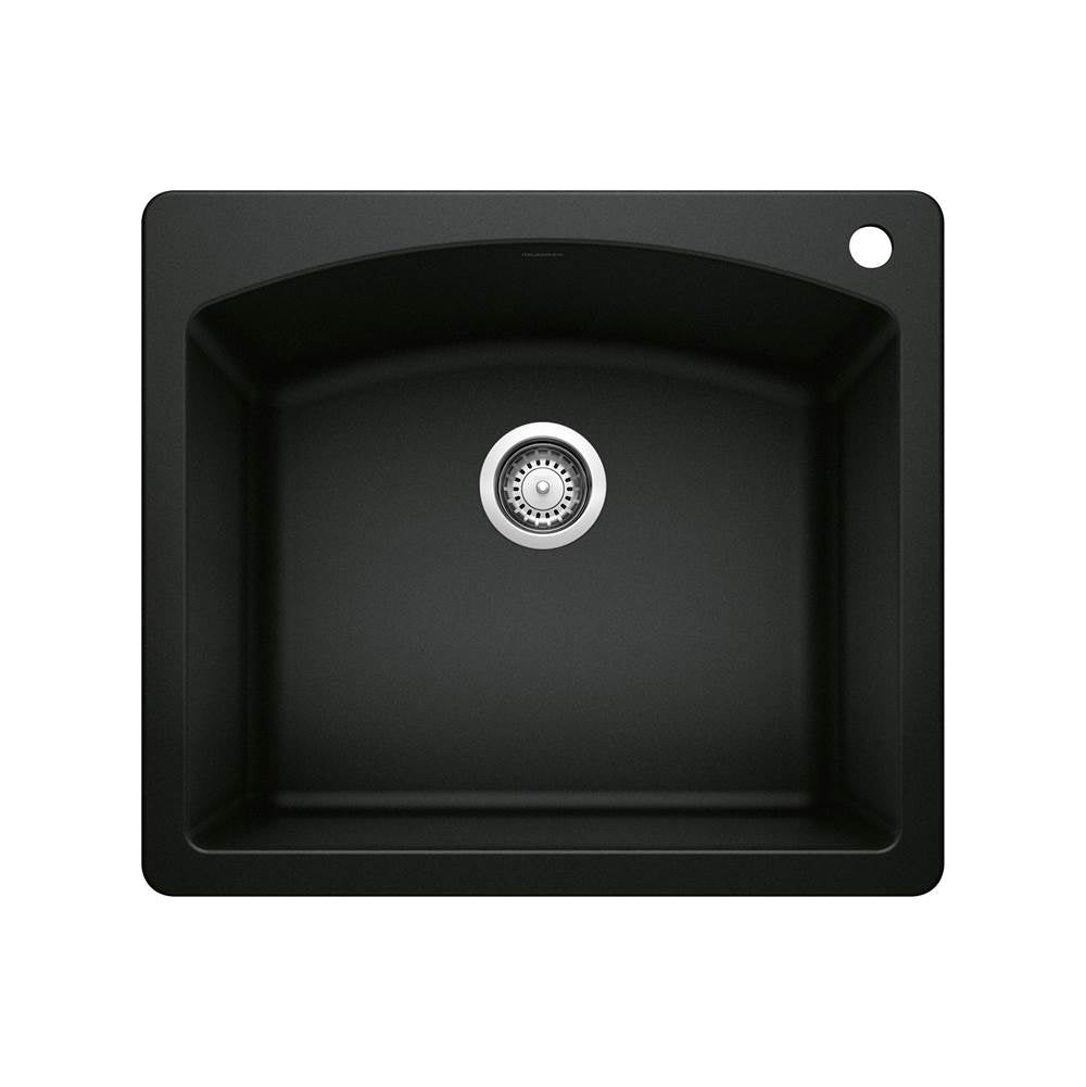 Diamond SILGRANIT 25" Single Bowl Dual Mount Kitchen Sink - Coal Black