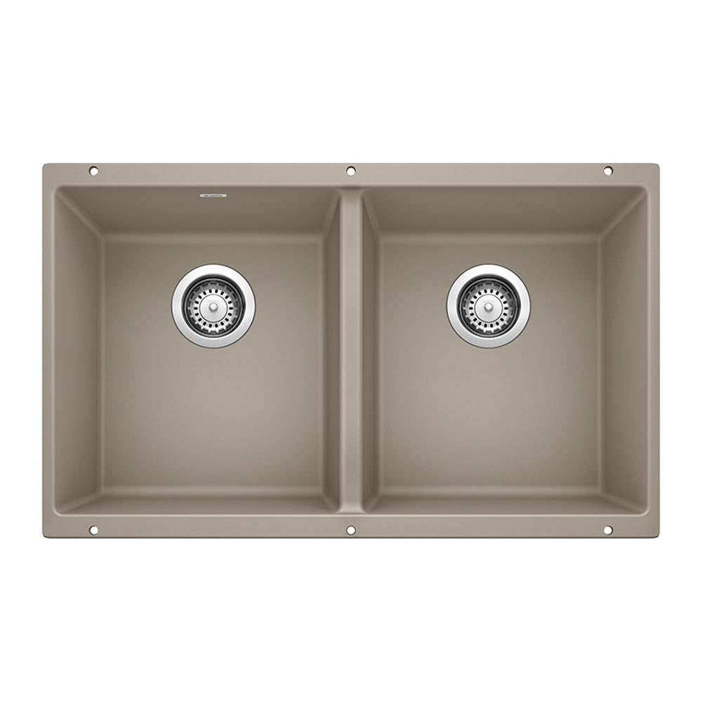 Precis SILGRANIT 29" 50/50 Double Bowl Undermount Kitchen Sink - Cinder