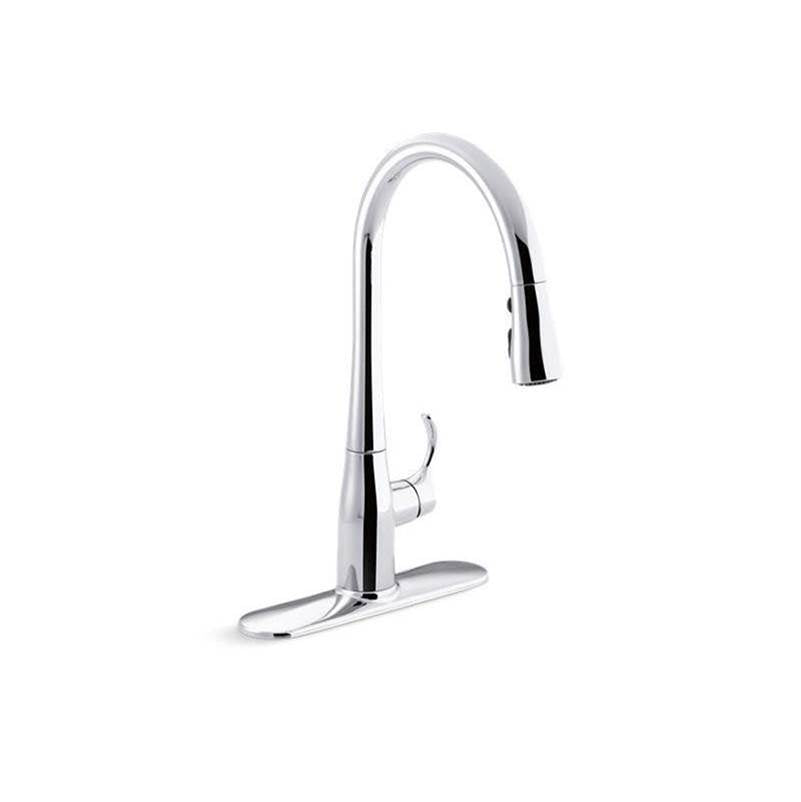 Simplice Pull-down kitchen sink faucet with three-function sprayhead
