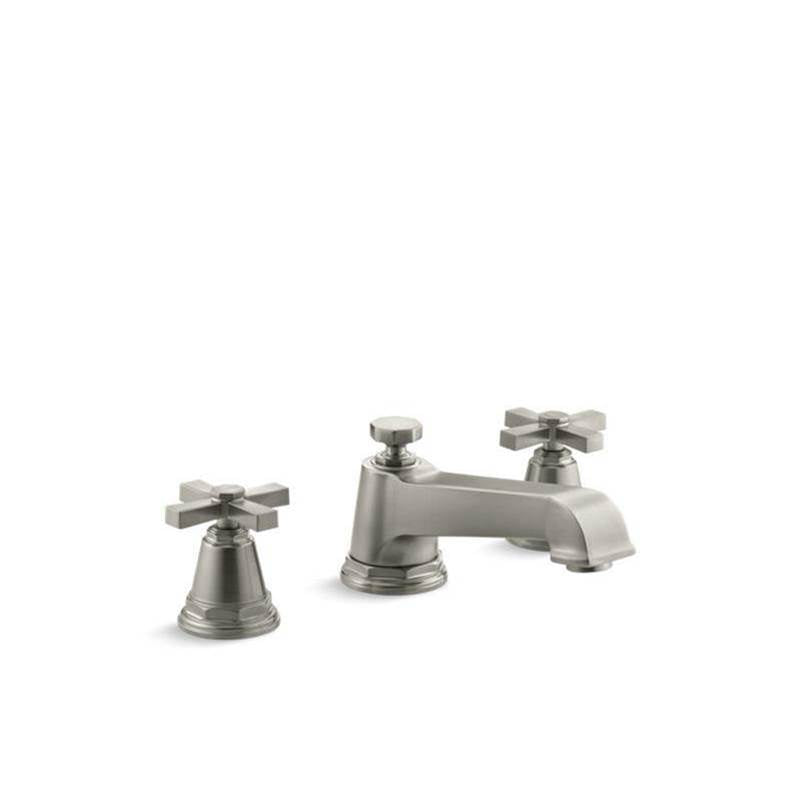 Pinstripe Pure Deck-mount bath faucet trim with cross handles