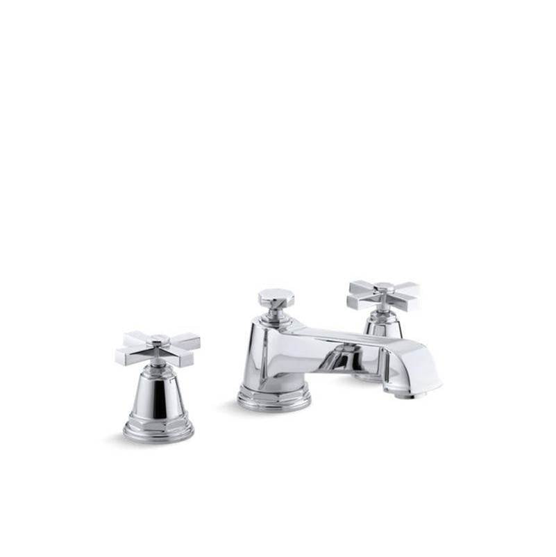 Pinstripe Pure Deck-mount bath faucet trim with cross handles
