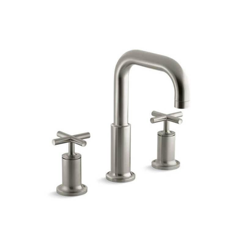 Purist Deck-mount bath faucet trim with Cross handles