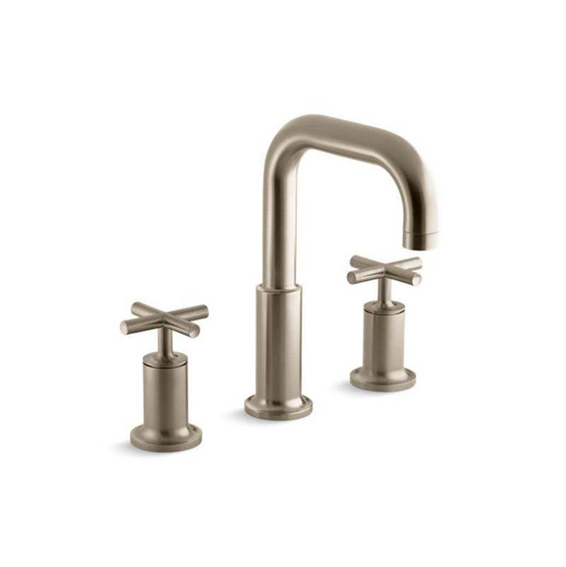 Purist Deck-mount bath faucet trim with Cross handles