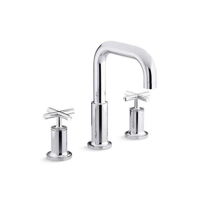 Purist Deck-mount bath faucet trim with Cross handles