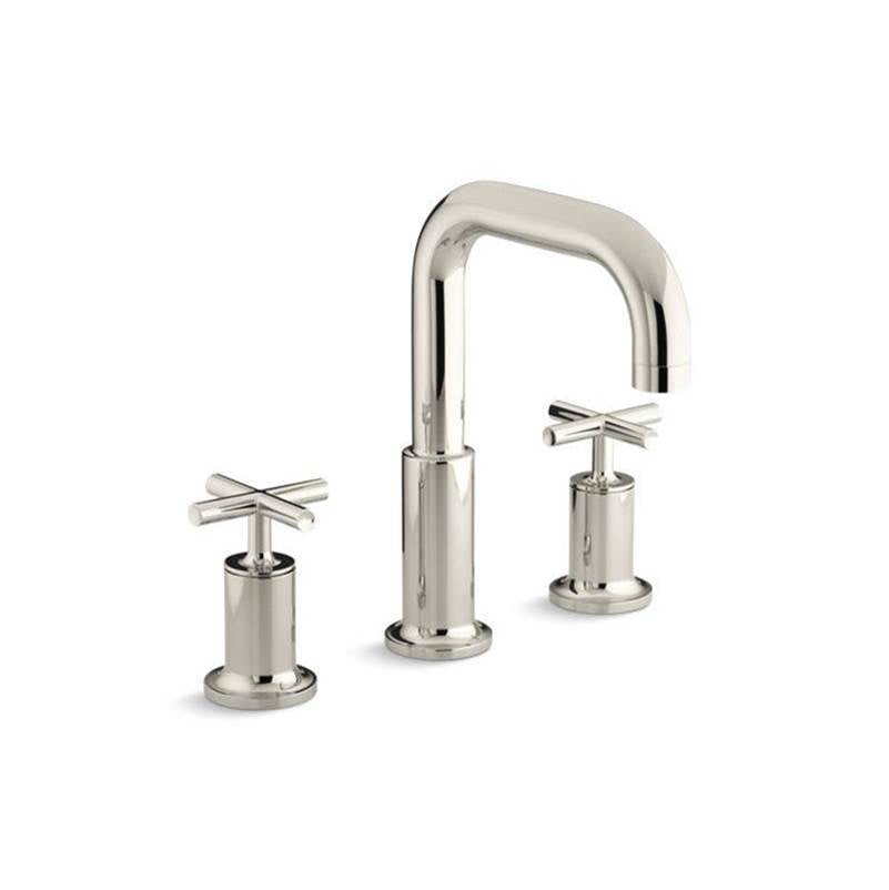 Purist Deck-mount bath faucet trim with Cross handles