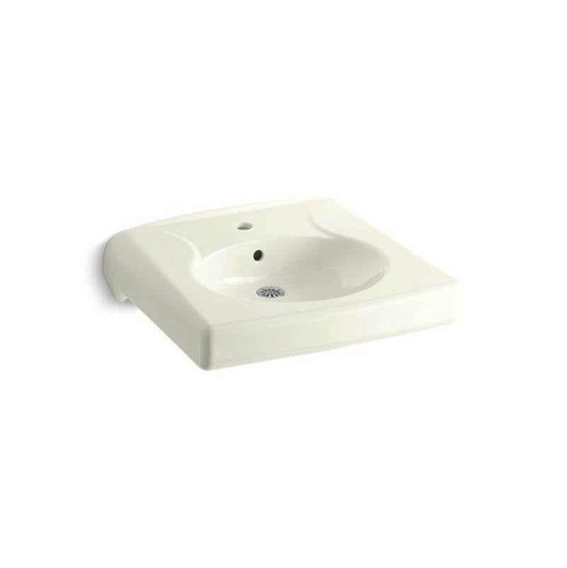 Brenham Wall-mount or concealed carrier arm mount commercial bathroom sink with single faucet hole