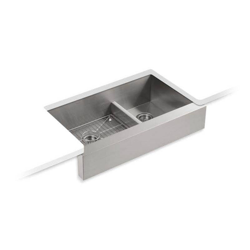 Vault Smart Divide 35-1/2" undermount double-bowl farmhouse kitchen sink