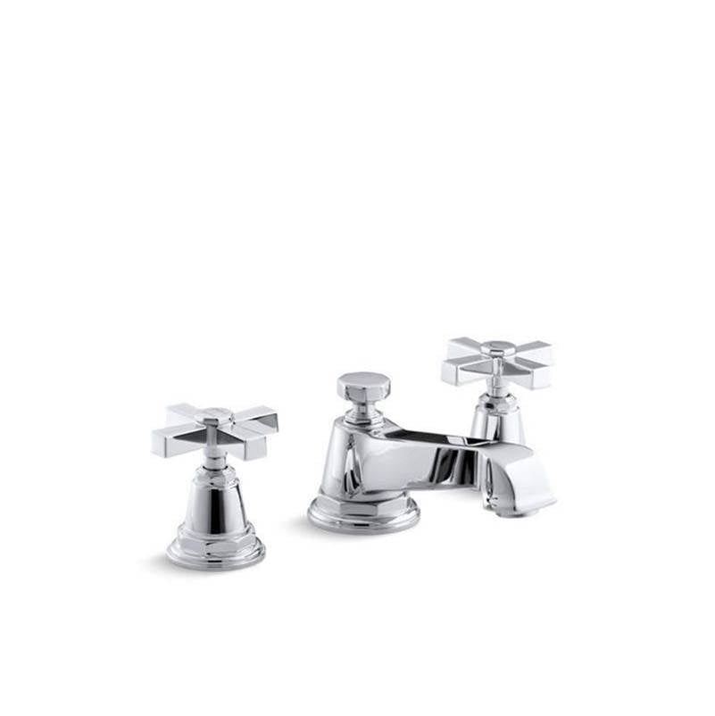 Pinstripe Pure Widespread bathroom sink faucet with Cross handles, 1.2 gpm