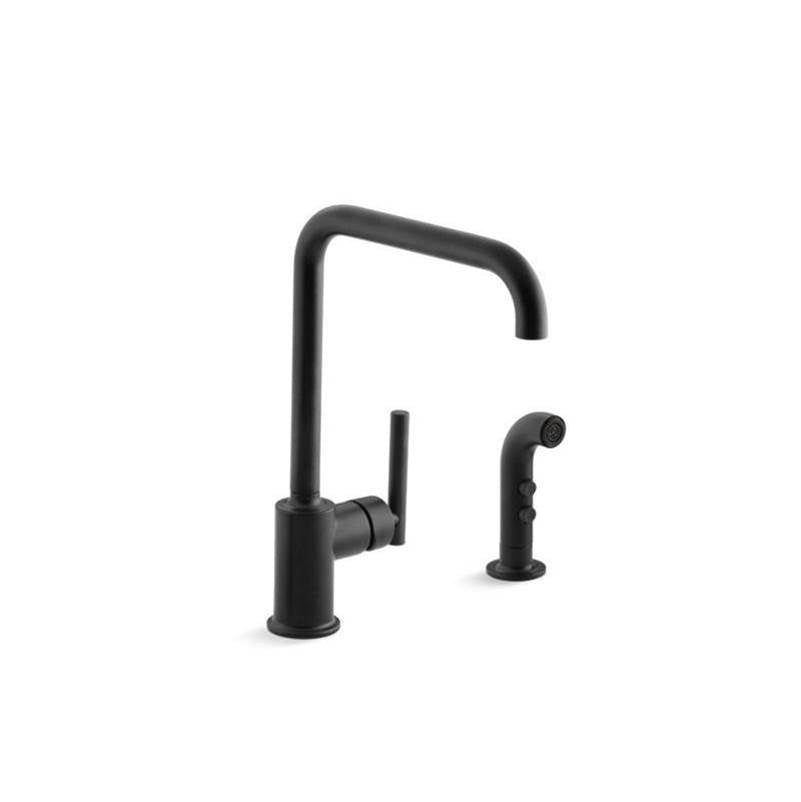 Purist Single-handle kitchen sink faucet with side sprayer