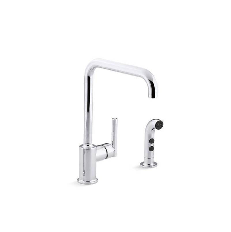 Purist Single-handle kitchen sink faucet with side sprayer