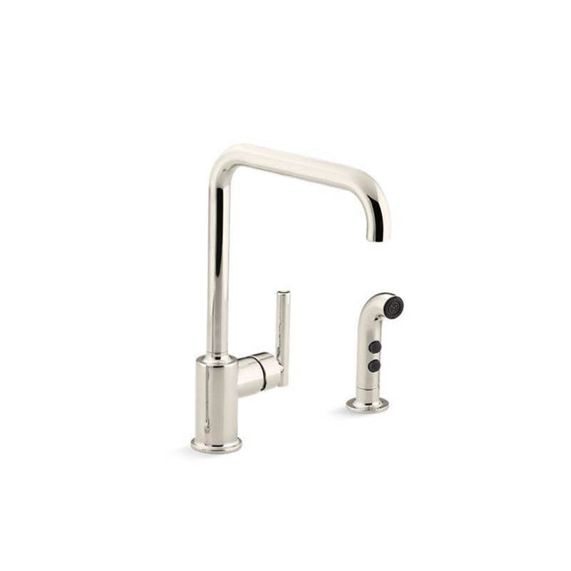 Purist Single-handle kitchen sink faucet with side sprayer