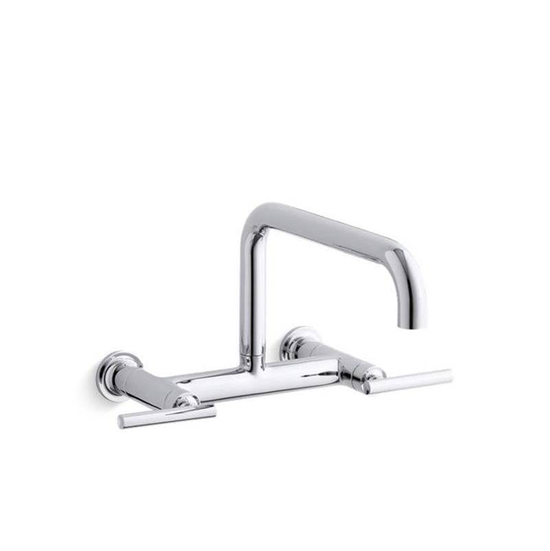 Purist Two-hole wall-mount bridge kitchen sink faucet