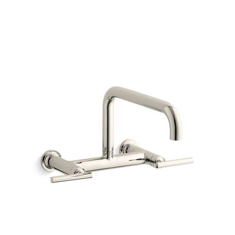 Purist Two-hole wall-mount bridge kitchen sink faucet