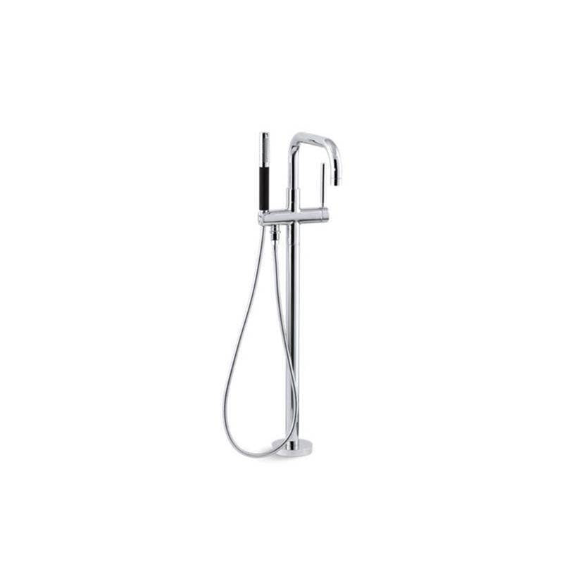 Purist Floor-mount bath filler trim with handshower