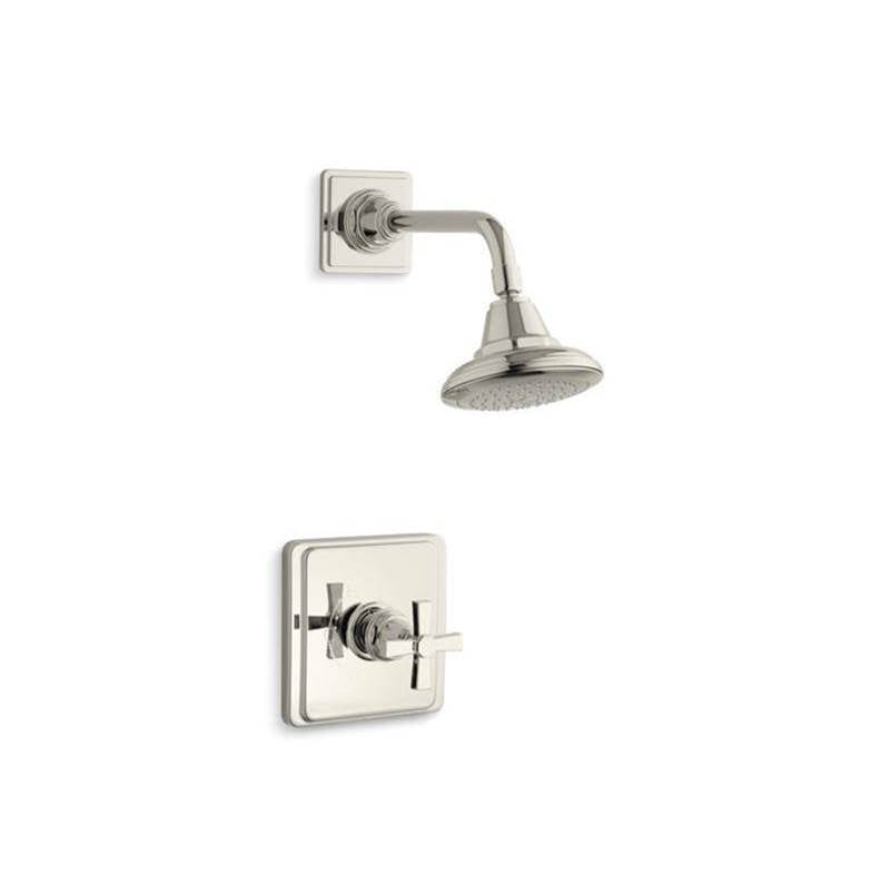Pinstripe Pure Rite-Temp shower trim kit with cross handle, 2.5 gpm