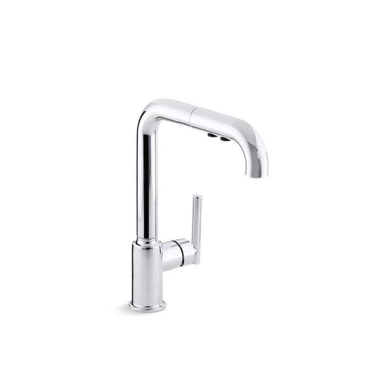 Purist Pull-out kitchen sink faucet with three-function sprayhead
