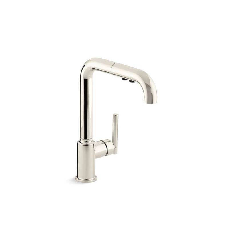Purist Pull-out kitchen sink faucet with three-function sprayhead