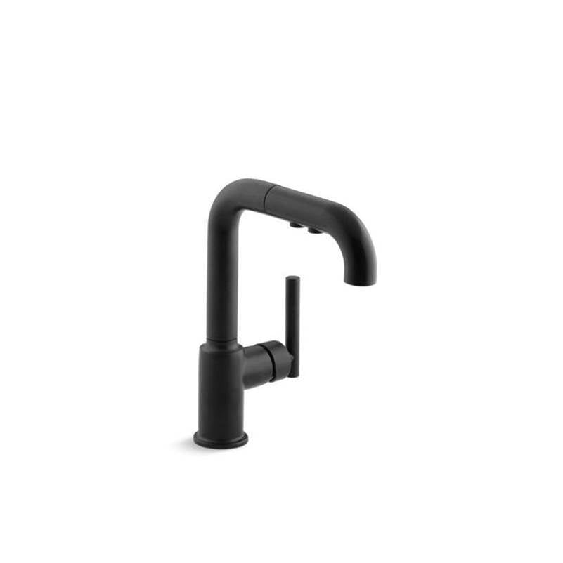 Purist Pull-out kitchen sink faucet with three-function sprayhead