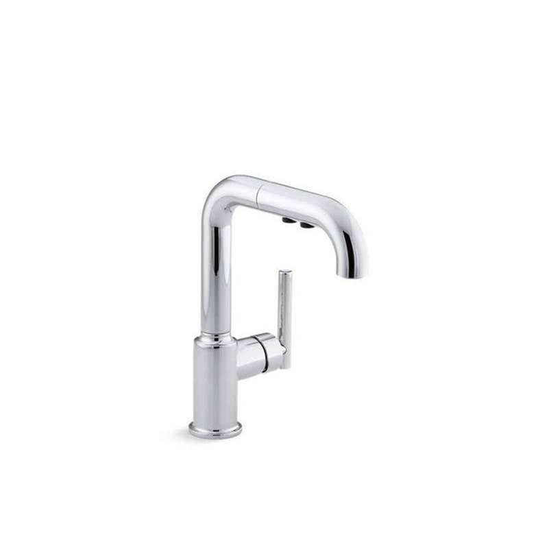 Purist Pull-out kitchen sink faucet with three-function sprayhead