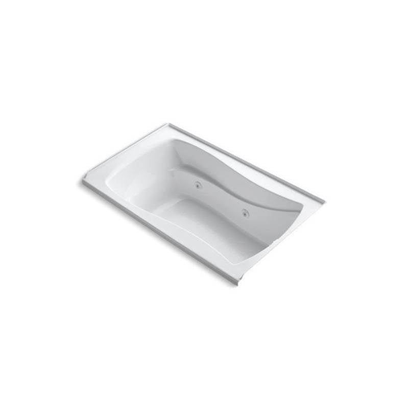 Mariposa 60" x 36" alcove whirlpool bath with Bask heated surface, integral flange and right-hand drain