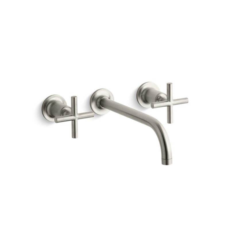 Purist Wall-mount bathroom sink faucet trim with Cross handles, 1.2 gpm