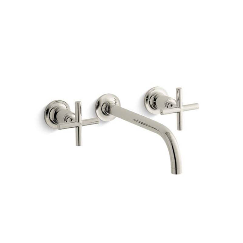 Purist Wall-mount bathroom sink faucet trim with Cross handles, 1.2 gpm