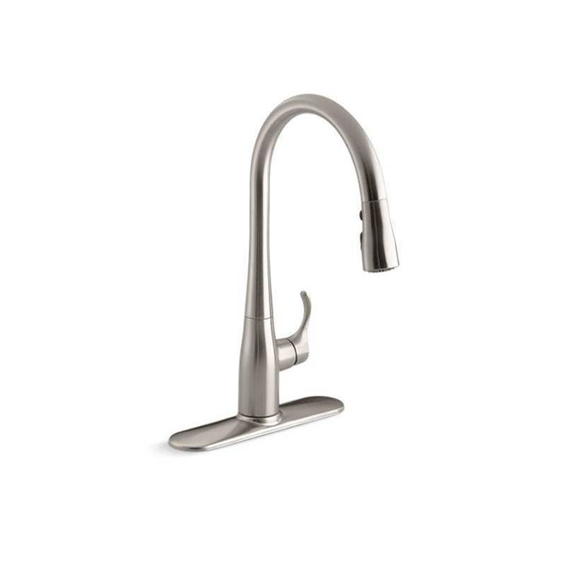 Simplice Pull-down kitchen sink faucet with three-function sprayhead